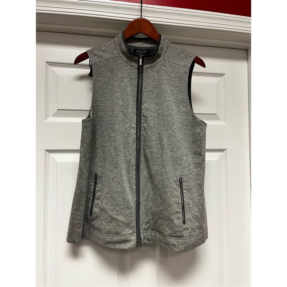 Lafayette 148 Gray Heather Zipper Vest w/ Satin Lining Sz M EUC